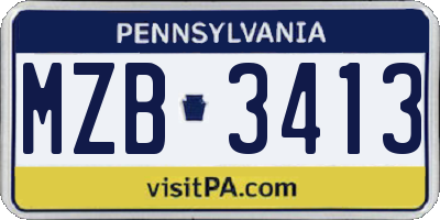 PA license plate MZB3413