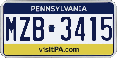 PA license plate MZB3415