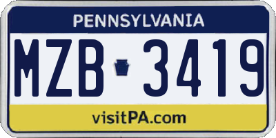 PA license plate MZB3419