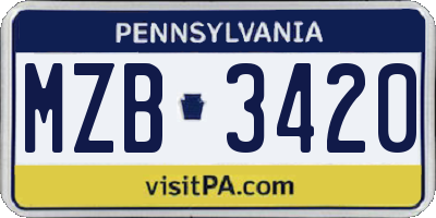 PA license plate MZB3420