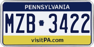 PA license plate MZB3422