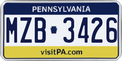 PA license plate MZB3426