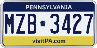 PA license plate MZB3427