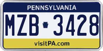 PA license plate MZB3428