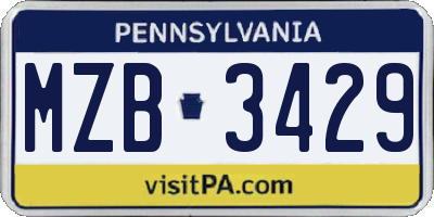 PA license plate MZB3429