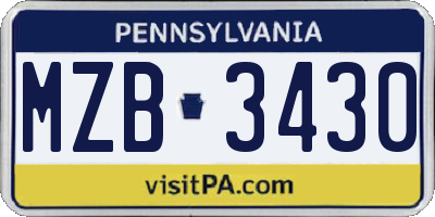 PA license plate MZB3430
