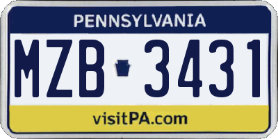 PA license plate MZB3431