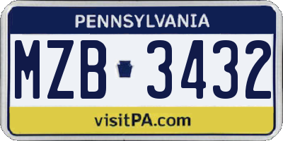 PA license plate MZB3432