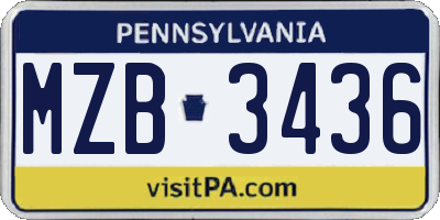 PA license plate MZB3436