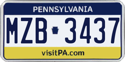 PA license plate MZB3437