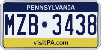 PA license plate MZB3438