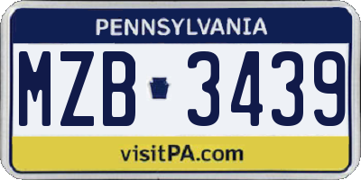 PA license plate MZB3439
