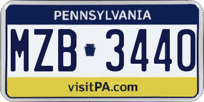PA license plate MZB3440