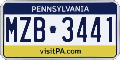PA license plate MZB3441