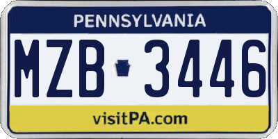 PA license plate MZB3446
