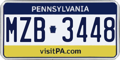 PA license plate MZB3448