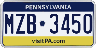 PA license plate MZB3450