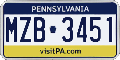 PA license plate MZB3451