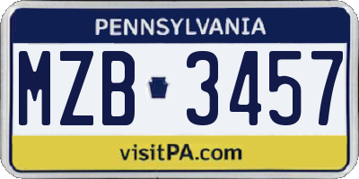 PA license plate MZB3457
