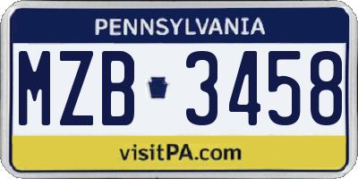 PA license plate MZB3458