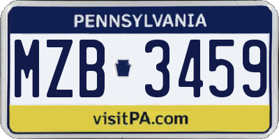 PA license plate MZB3459