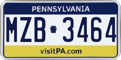 PA license plate MZB3464