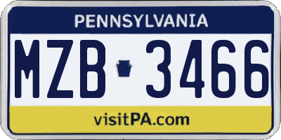 PA license plate MZB3466