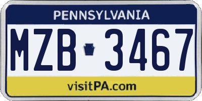 PA license plate MZB3467