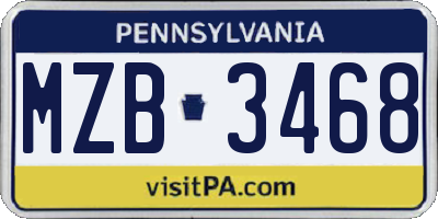 PA license plate MZB3468