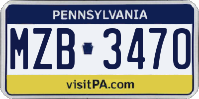 PA license plate MZB3470