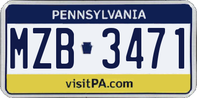 PA license plate MZB3471