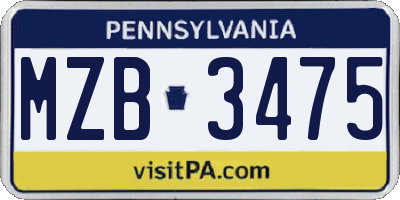 PA license plate MZB3475