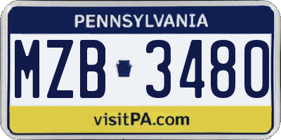 PA license plate MZB3480