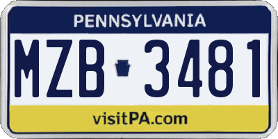 PA license plate MZB3481