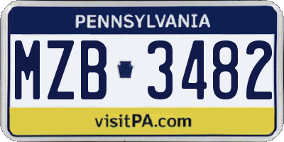 PA license plate MZB3482