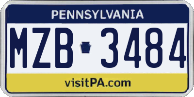 PA license plate MZB3484