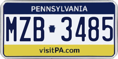 PA license plate MZB3485