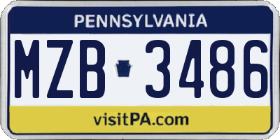PA license plate MZB3486