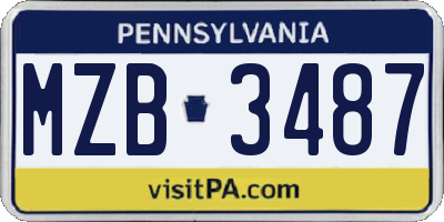 PA license plate MZB3487