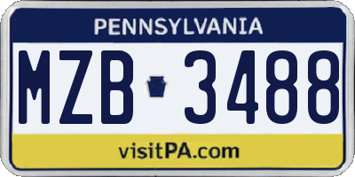 PA license plate MZB3488