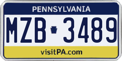 PA license plate MZB3489