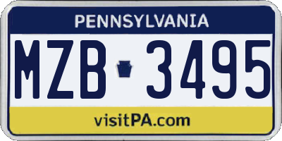 PA license plate MZB3495