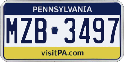 PA license plate MZB3497