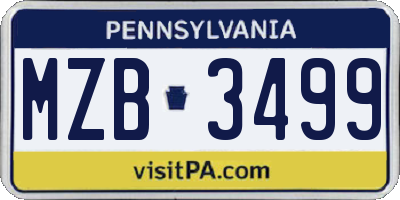PA license plate MZB3499