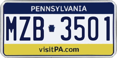 PA license plate MZB3501