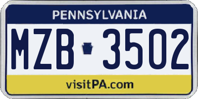 PA license plate MZB3502