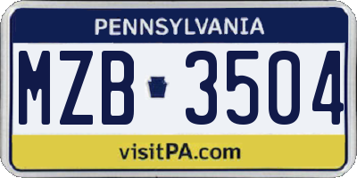 PA license plate MZB3504