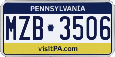 PA license plate MZB3506