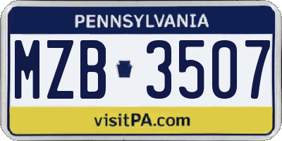 PA license plate MZB3507