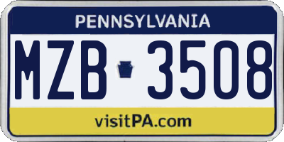 PA license plate MZB3508